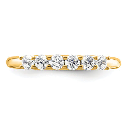 0.50ct. CZ Solid Real 14K Yellow Gold 6-Stone Wedding Band Ring