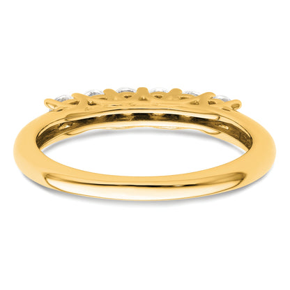 0.50ct. CZ Solid Real 14K Yellow Gold 6-Stone Wedding Band Ring