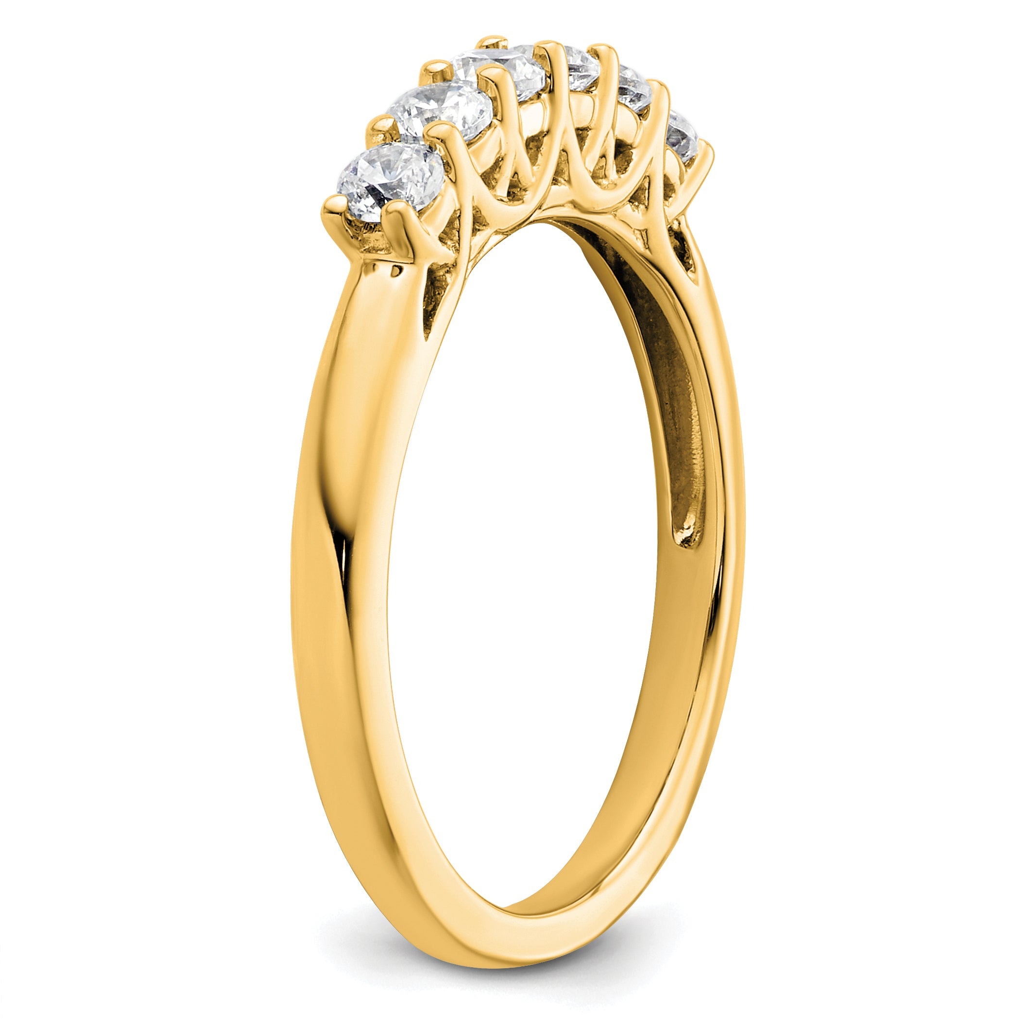 0.50ct. CZ Solid Real 14K Yellow Gold 6-Stone Wedding Band Ring
