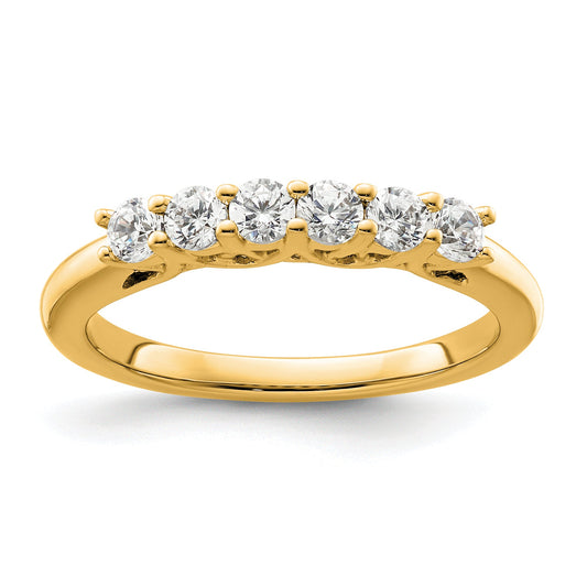 0.50ct. CZ Solid Real 14K Yellow Gold 6-Stone Wedding Band Ring