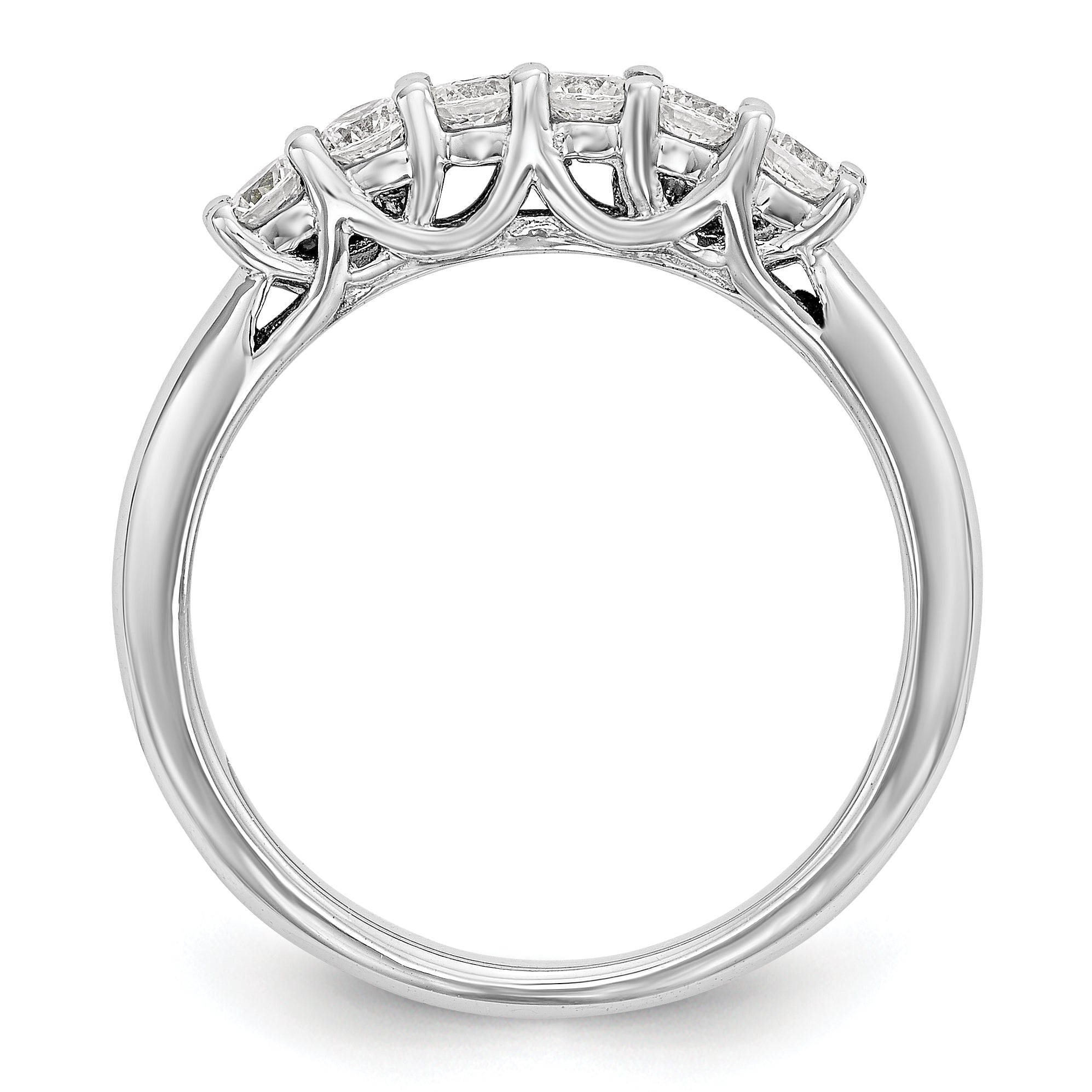 0.75ct. CZ Solid Real 14K White Gold 6-Stone Wedding Band Ring