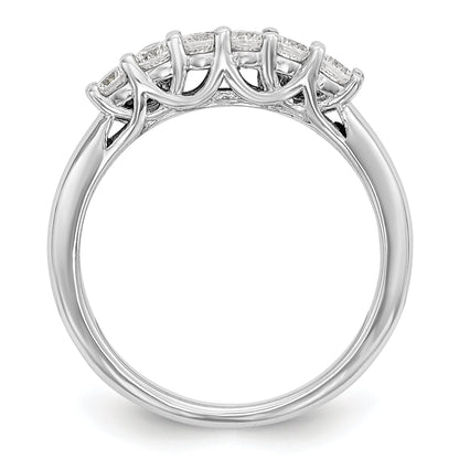0.75ct. CZ Solid Real 14K White Gold 6-Stone Wedding Band Ring