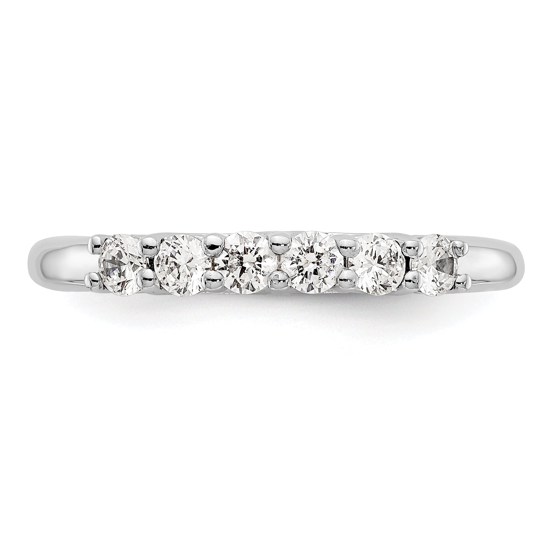 0.75ct. CZ Solid Real 14K White Gold 6-Stone Wedding Band Ring