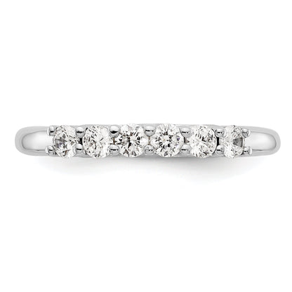 0.75ct. CZ Solid Real 14K White Gold 6-Stone Wedding Band Ring