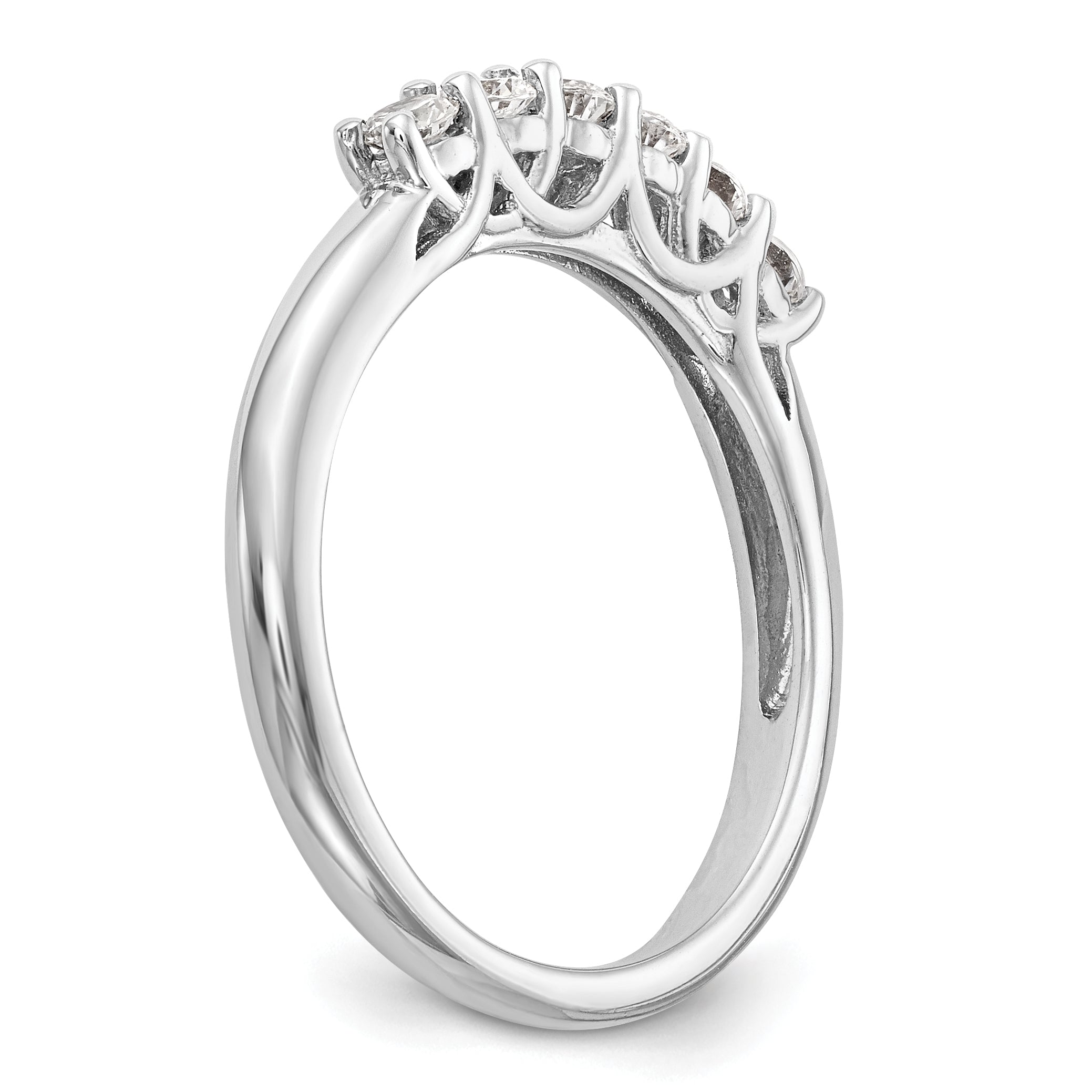 0.75ct. CZ Solid Real 14K White Gold 6-Stone Wedding Band Ring