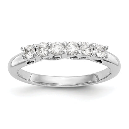 0.75ct. CZ Solid Real 14K White Gold 6-Stone Wedding Band Ring
