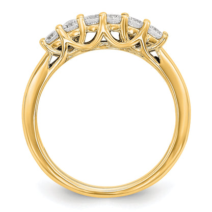0.75ct. CZ Solid Real 14K Yellow Gold 6-Stone Wedding Band Ring