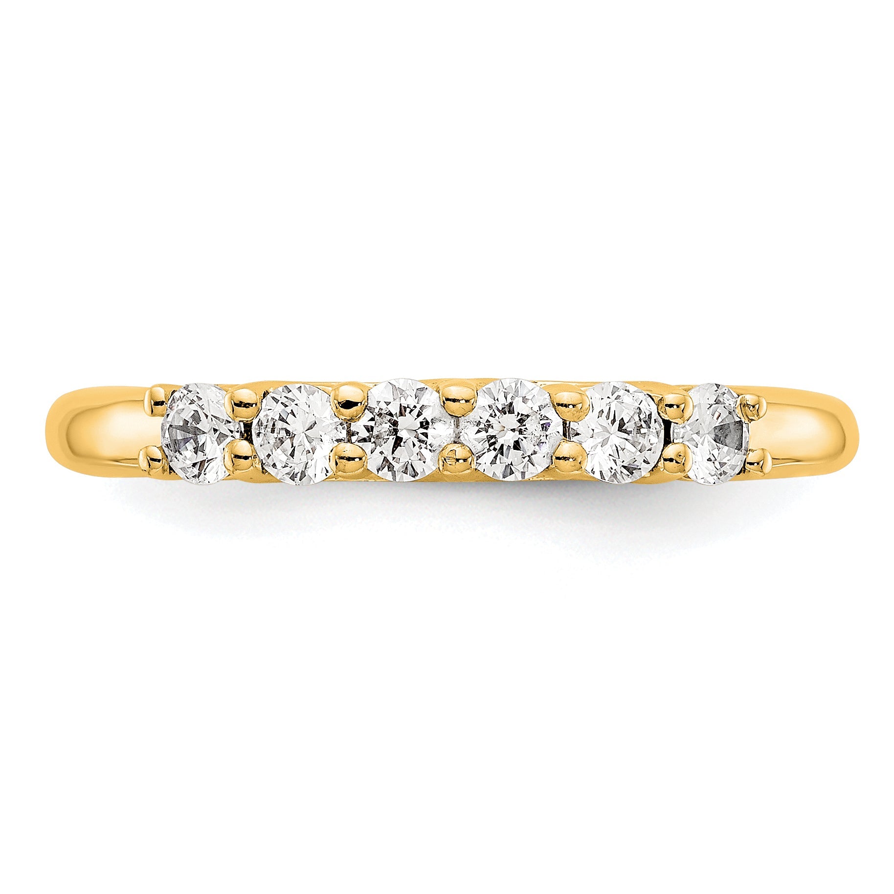 0.75ct. CZ Solid Real 14K Yellow Gold 6-Stone Wedding Band Ring