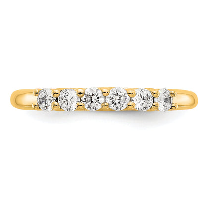 0.75ct. CZ Solid Real 14K Yellow Gold 6-Stone Wedding Band Ring