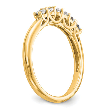 0.75ct. CZ Solid Real 14K Yellow Gold 6-Stone Wedding Band Ring