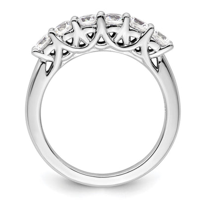 1.00ct. CZ Solid Real 14K White Gold 6-Stone Wedding Band Ring