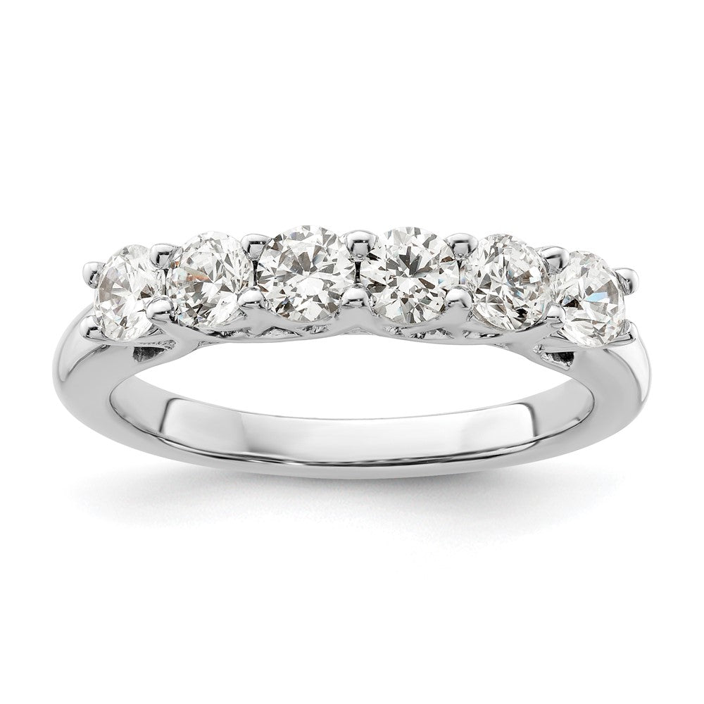 1.00ct. CZ Solid Real 14K White Gold 6-Stone Wedding Band Ring