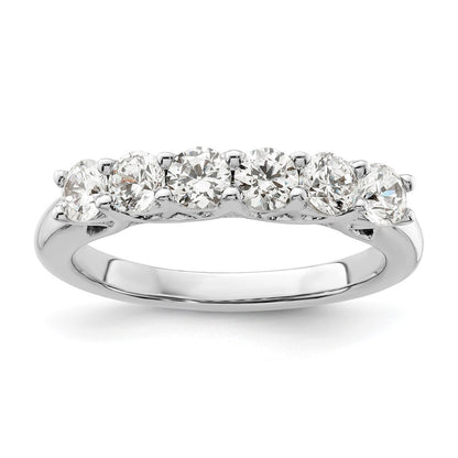 1.00ct. CZ Solid Real 14K White Gold 6-Stone Wedding Band Ring