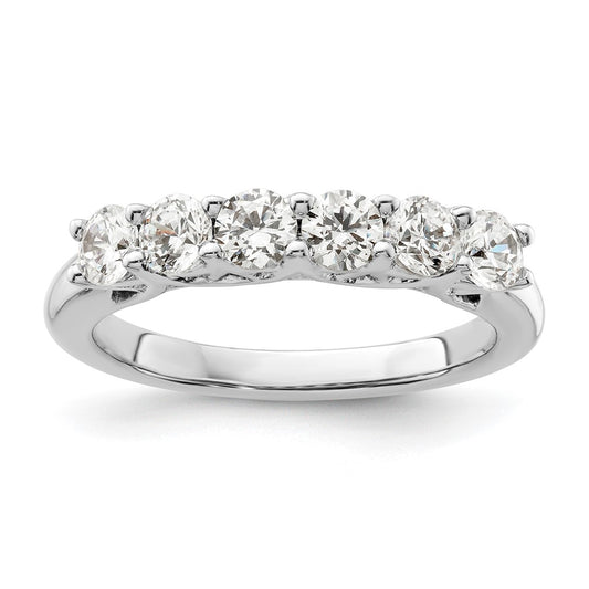 1.00ct. CZ Solid Real 14K White Gold 6-Stone Wedding Band Ring