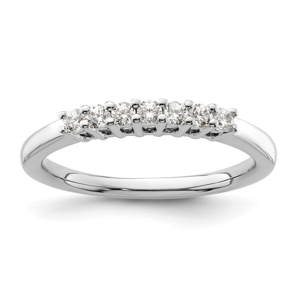 14K White Gold 7-Stone Real Diamond Band