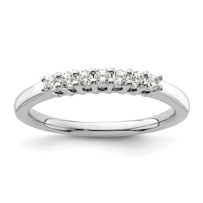 14K White Gold 7-Stone Real Diamond Band