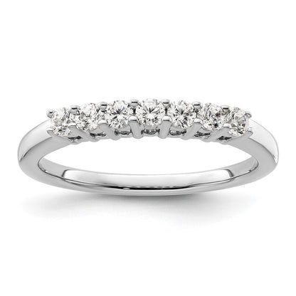 14K White Gold 7-Stone Real Diamond Band