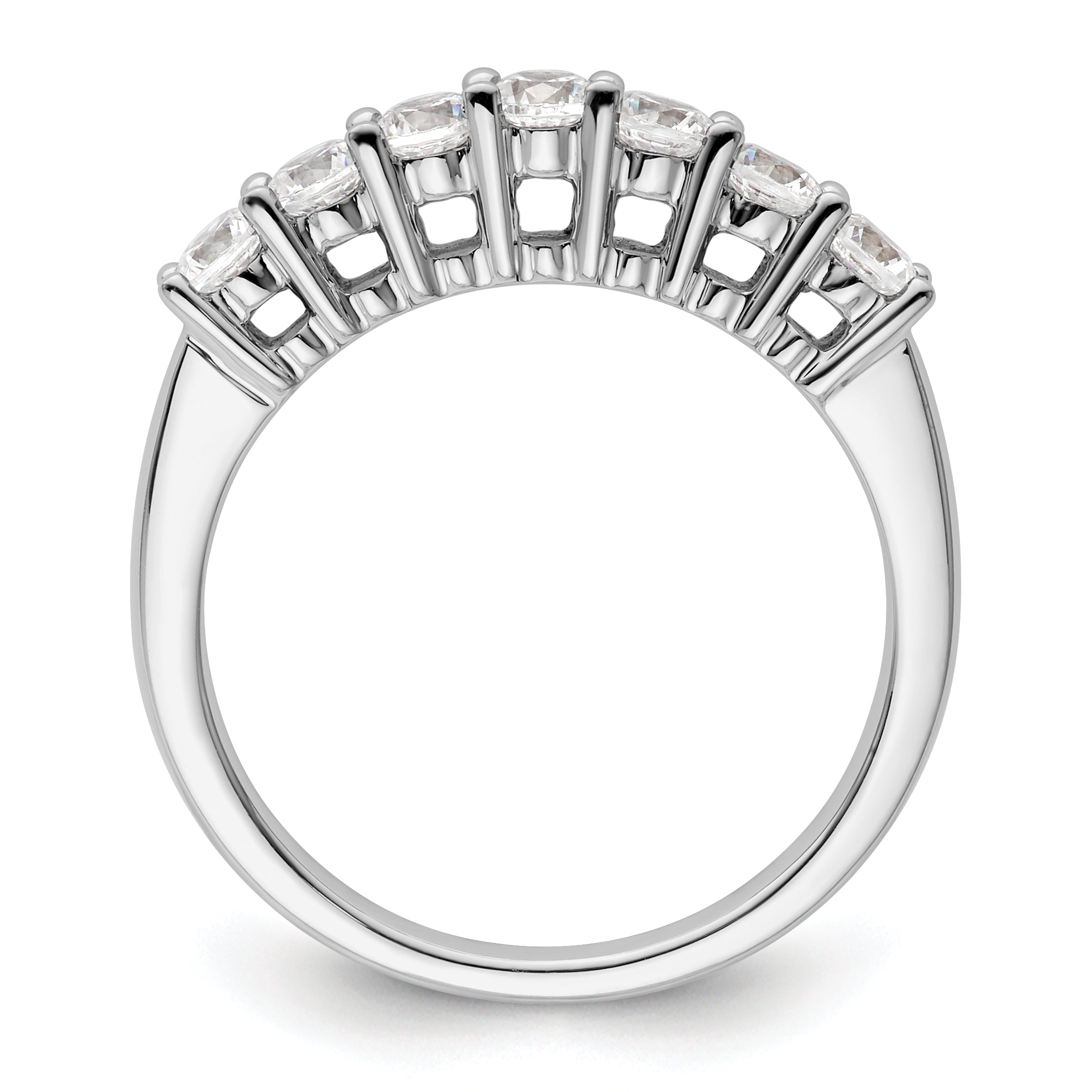 0.80ct. CZ Solid Real 14K White Gold 7-Stone Wedding Band Ring
