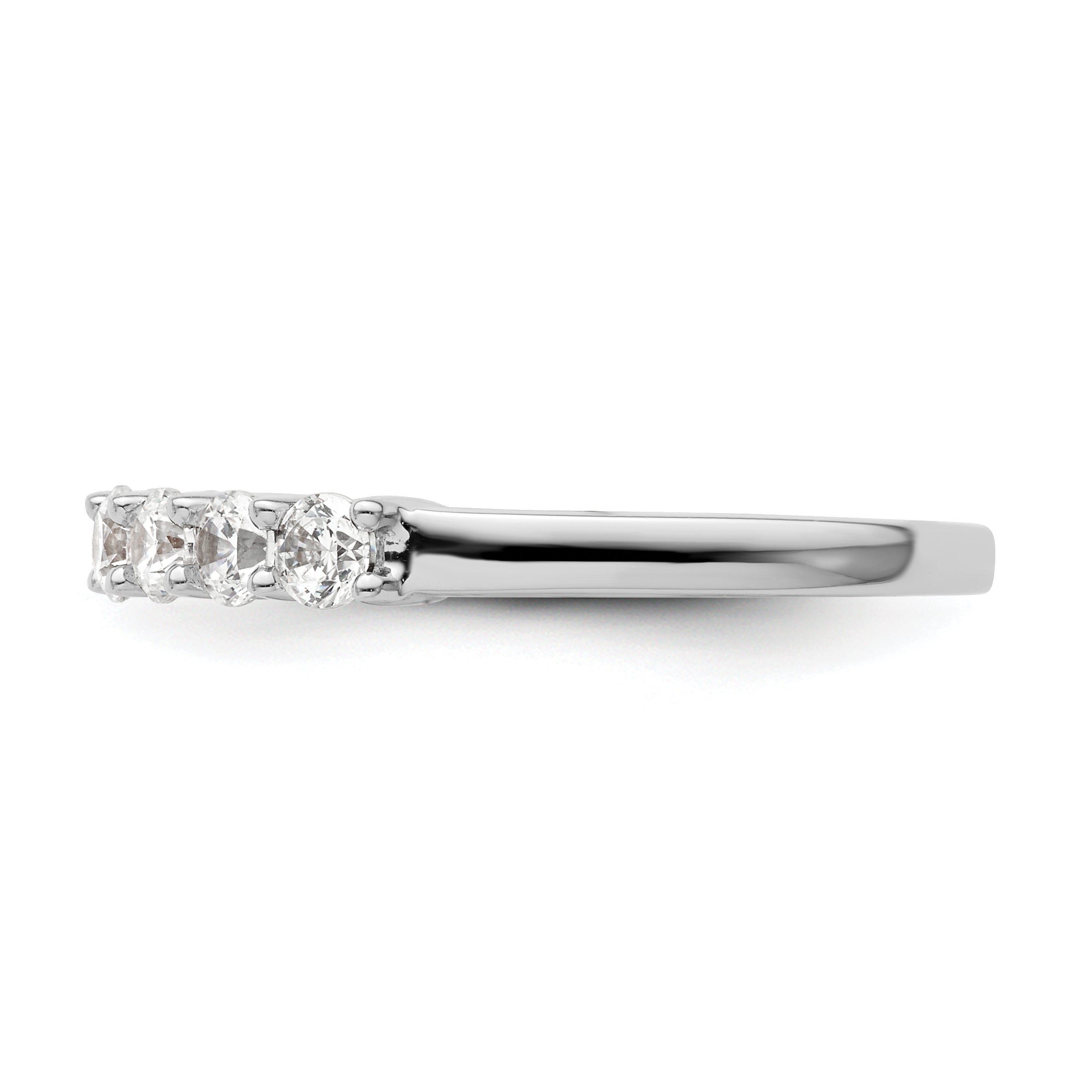 0.80ct. CZ Solid Real 14K White Gold 7-Stone Wedding Band Ring