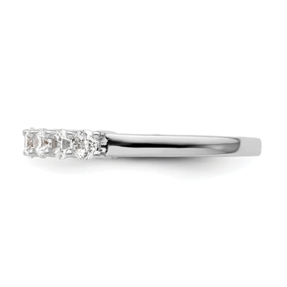 0.80ct. CZ Solid Real 14K White Gold 7-Stone Wedding Band Ring