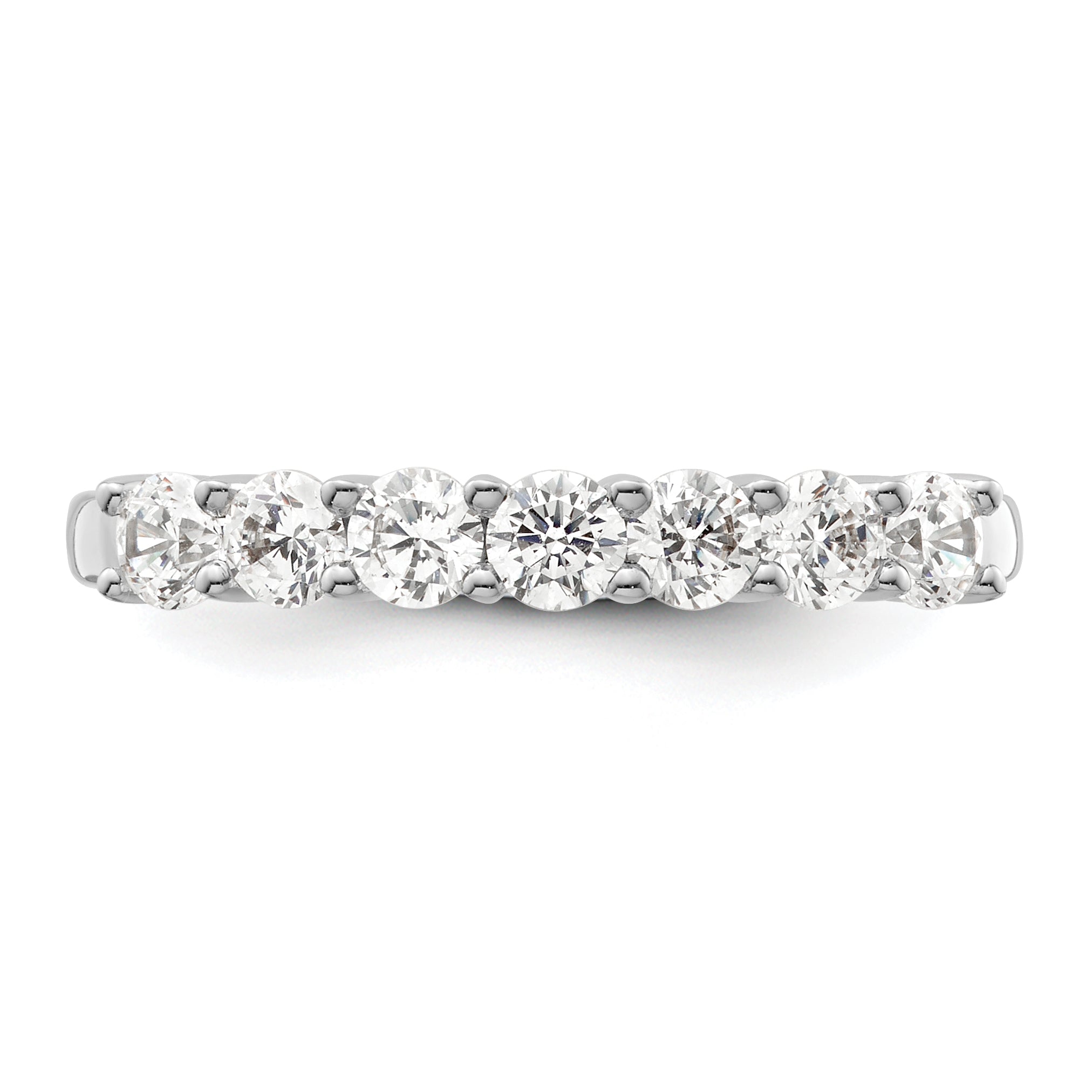 0.80ct. CZ Solid Real 14K White Gold 7-Stone Wedding Band Ring