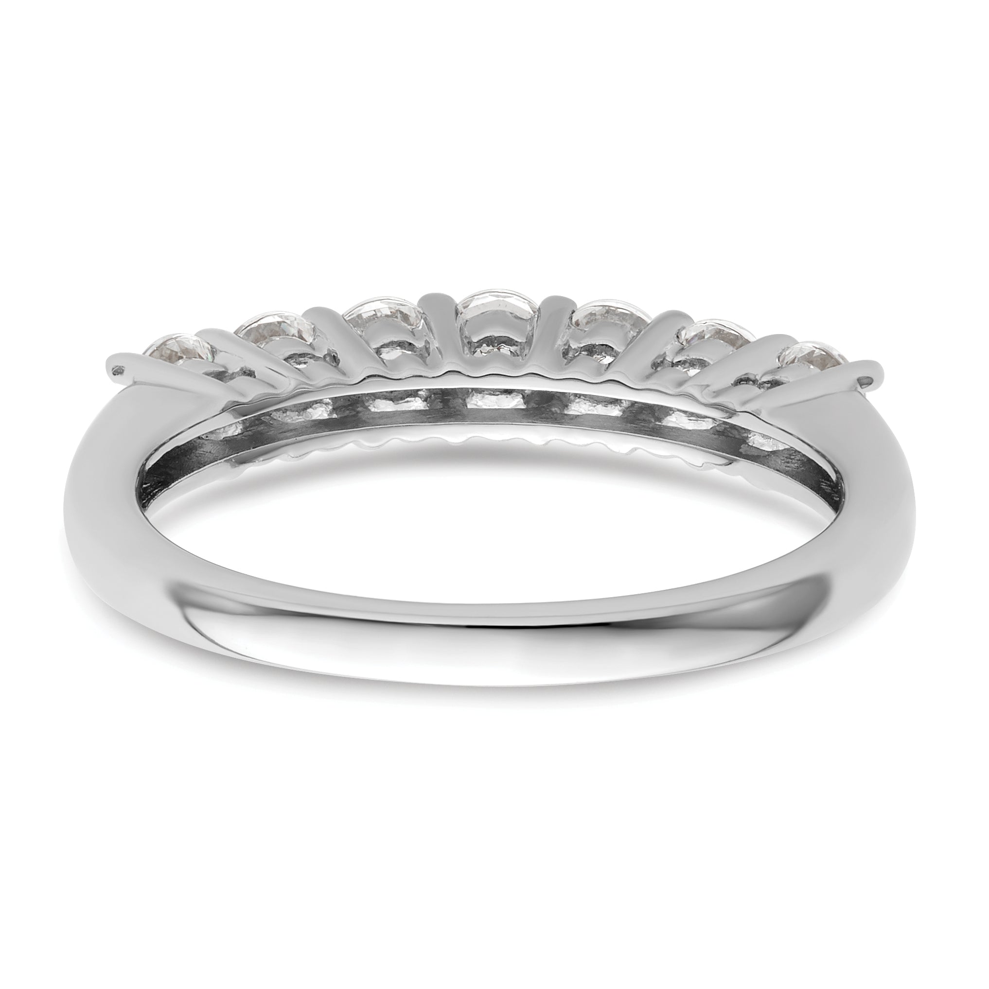 0.80ct. CZ Solid Real 14K White Gold 7-Stone Wedding Band Ring