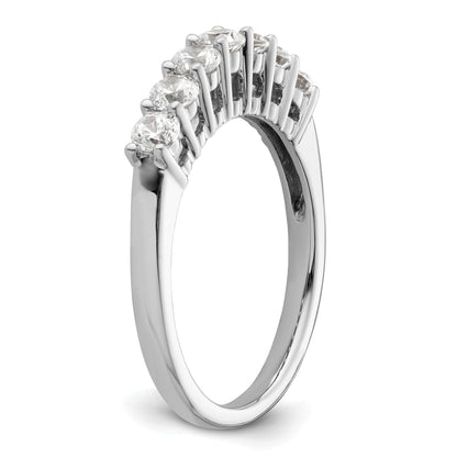 0.80ct. CZ Solid Real 14K White Gold 7-Stone Wedding Band Ring