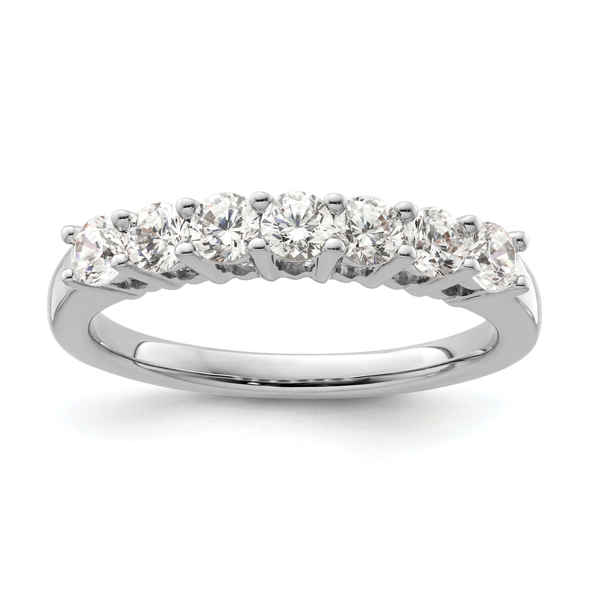 0.80ct. CZ Solid Real 14K White Gold 7-Stone Wedding Band Ring
