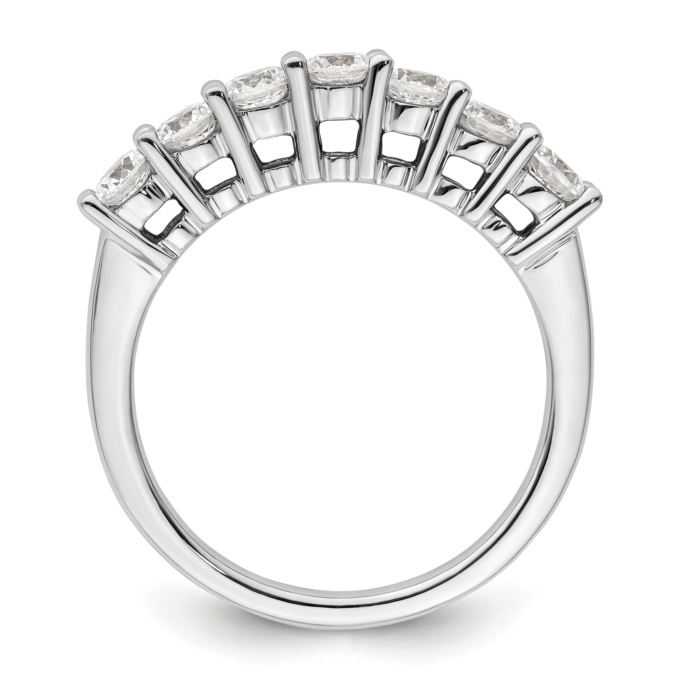 1.05ct. CZ Solid Real 14K White Gold 7-Stone Wedding Band Ring