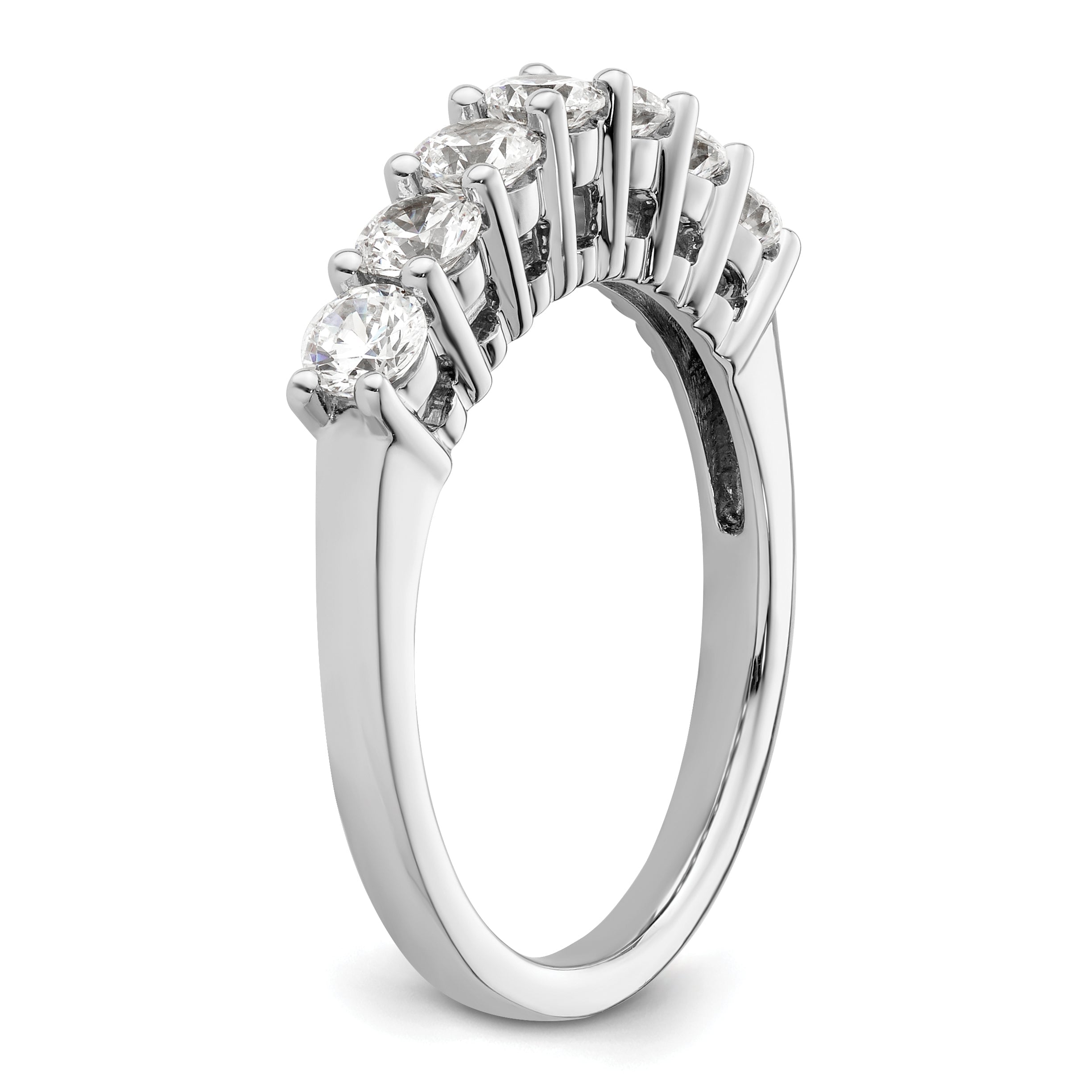 1.05ct. CZ Solid Real 14K White Gold 7-Stone Wedding Band Ring