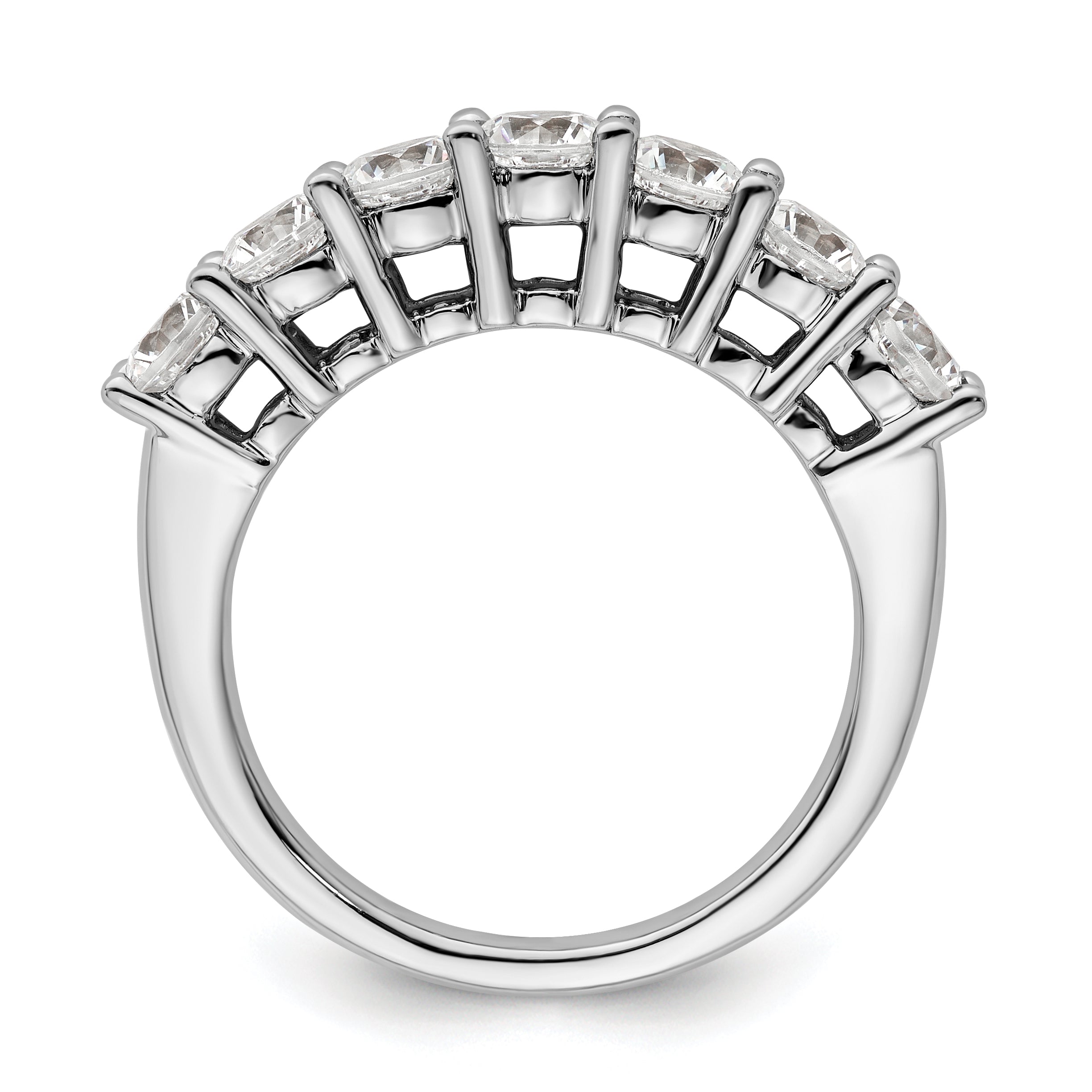 1.60ct. CZ Solid Real 14K White Gold 7-Stone Wedding Band Ring