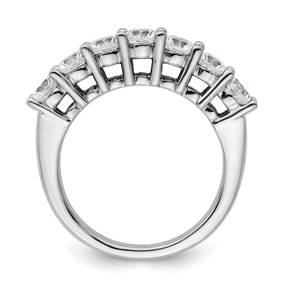 14K White Gold 7-Stone Real Diamond Band