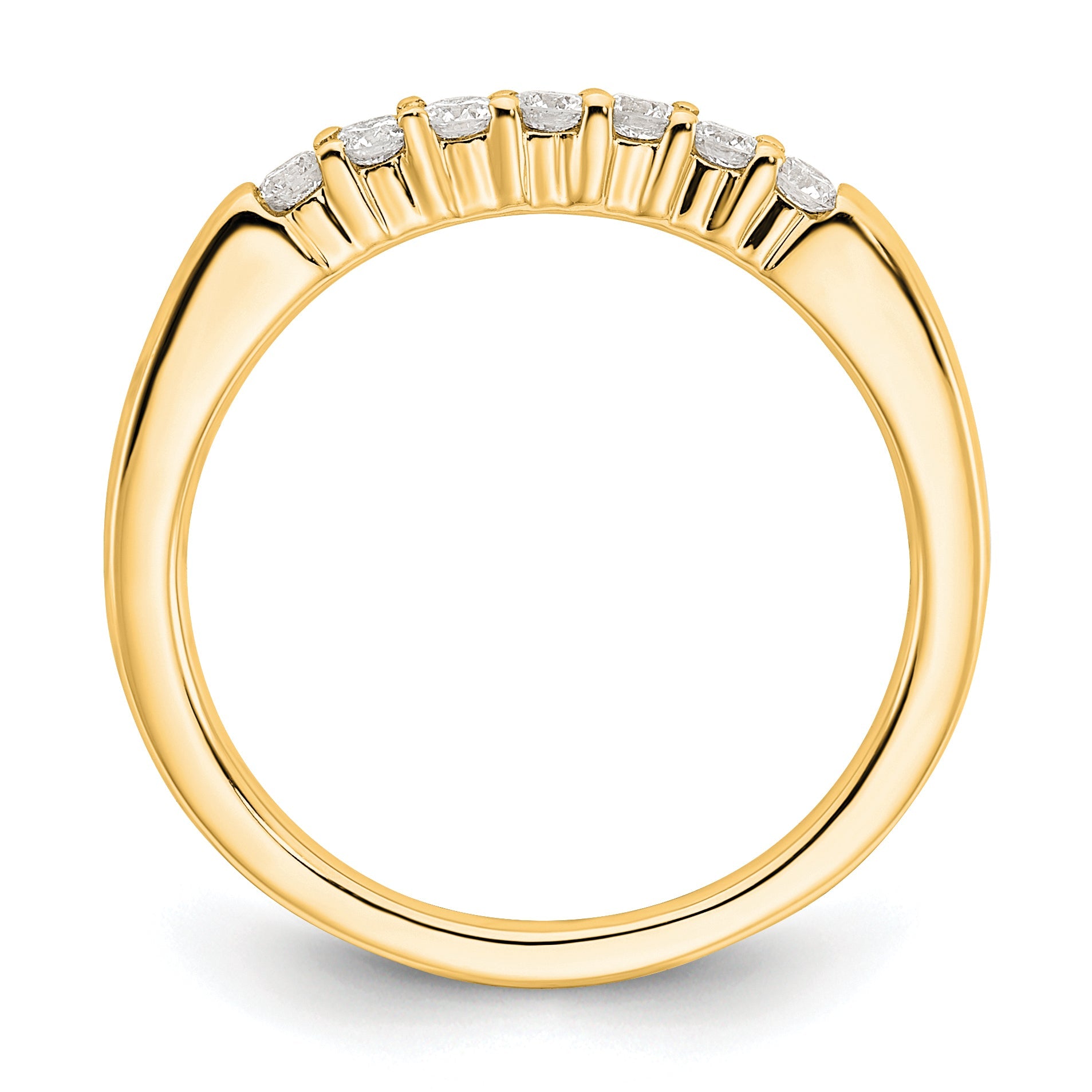 0.25ct. CZ Solid Real 14K Yellow Gold 7-Stone Wedding Band Ring