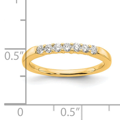 0.25ct. CZ Solid Real 14K Yellow Gold 7-Stone Wedding Band Ring