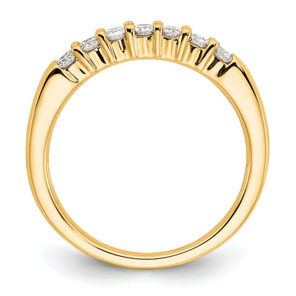 0.35ct. CZ Solid Real 14K Yellow Gold 7-Stone Wedding Band Ring