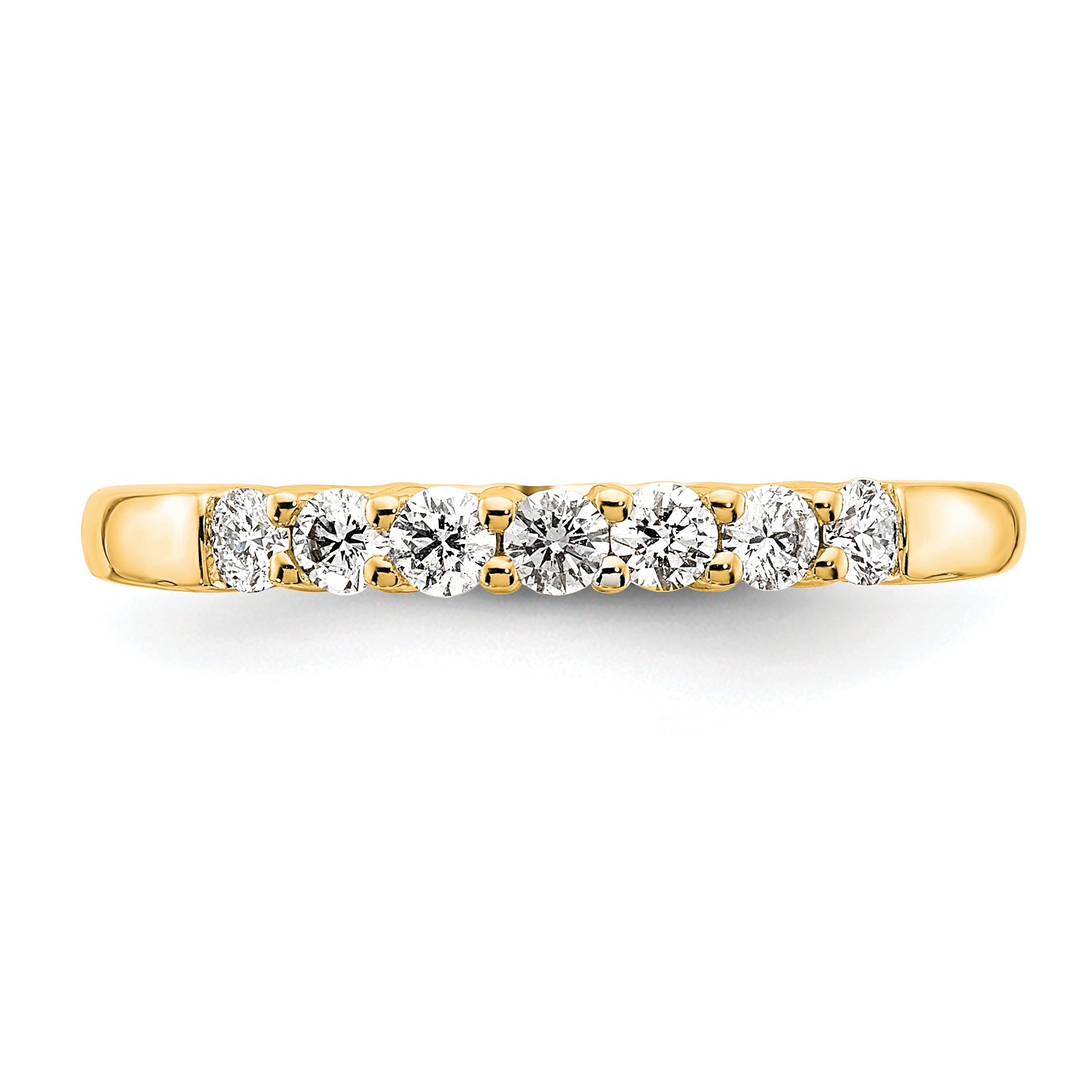 0.35ct. CZ Solid Real 14K Yellow Gold 7-Stone Wedding Band Ring
