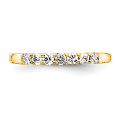 0.35ct. CZ Solid Real 14K Yellow Gold 7-Stone Wedding Band Ring