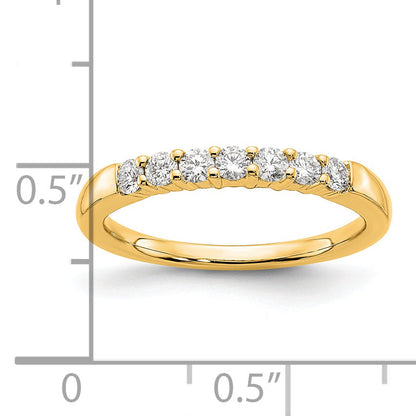 0.35ct. CZ Solid Real 14K Yellow Gold 7-Stone Wedding Band Ring
