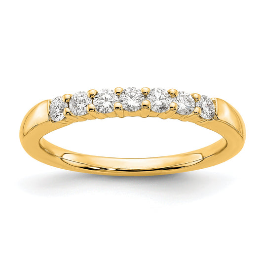 0.35ct. CZ Solid Real 14K Yellow Gold 7-Stone Wedding Band Ring