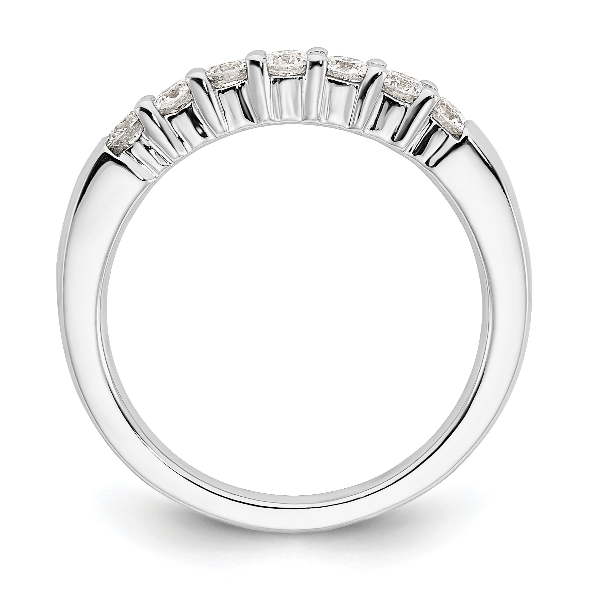 0.45ct. CZ Solid Real 14K White Gold 7-Stone Wedding Band Ring
