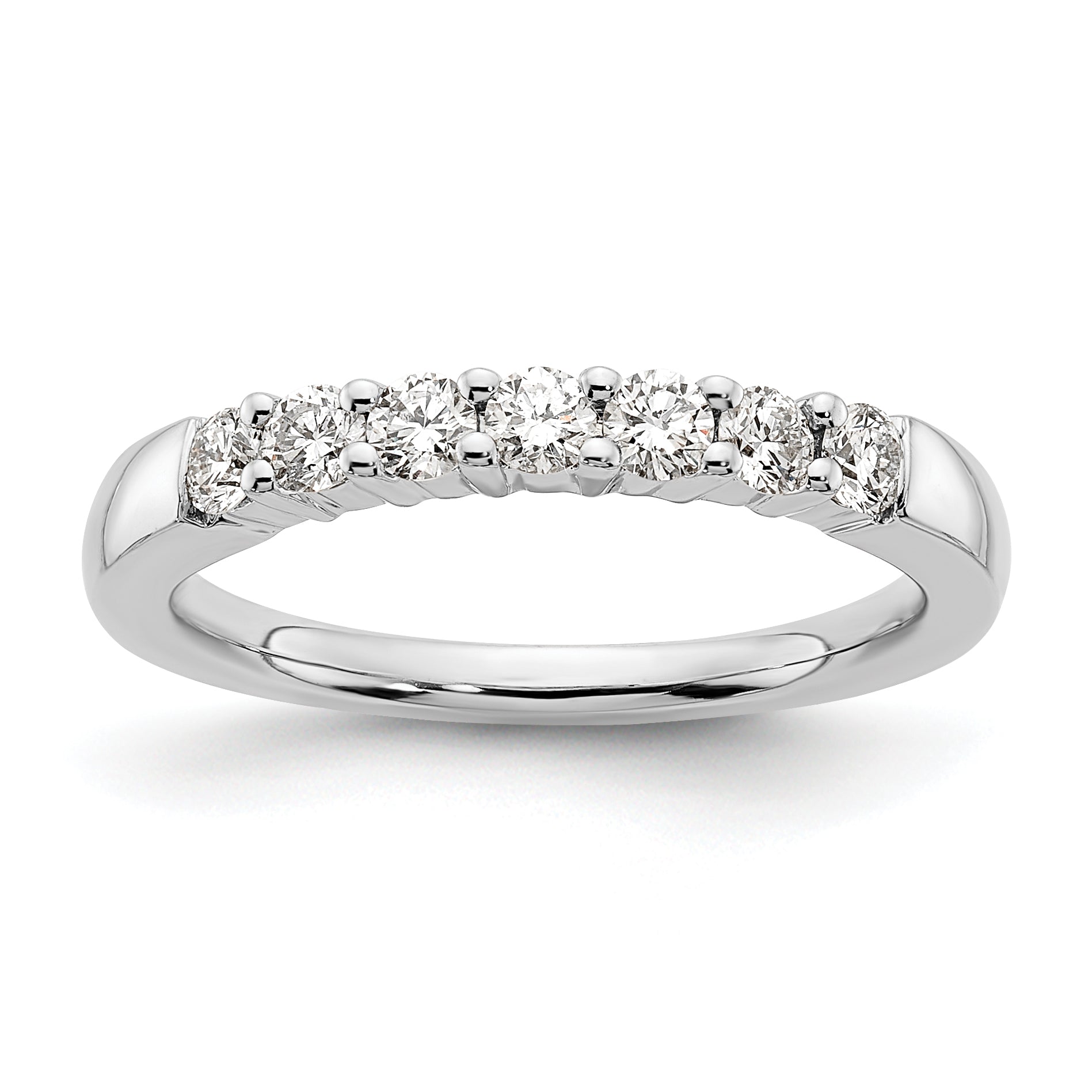0.45ct. CZ Solid Real 14K White Gold 7-Stone Wedding Band Ring