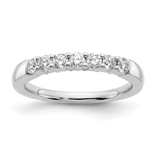 0.45ct. CZ Solid Real 14K White Gold 7-Stone Wedding Band Ring
