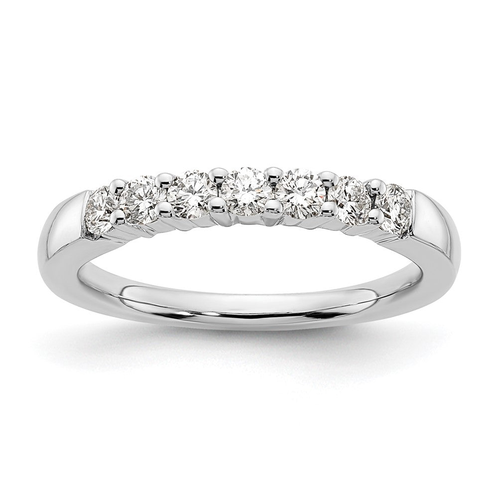 14K White Gold 7-Stone Real Diamond Band