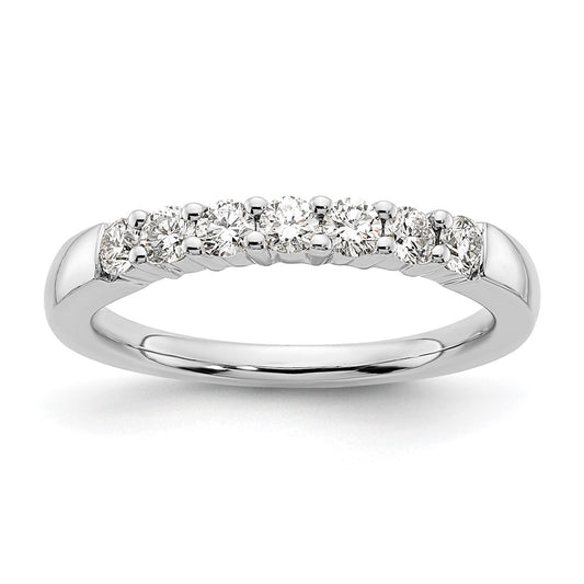 14K White Gold 7-Stone Real Diamond Band