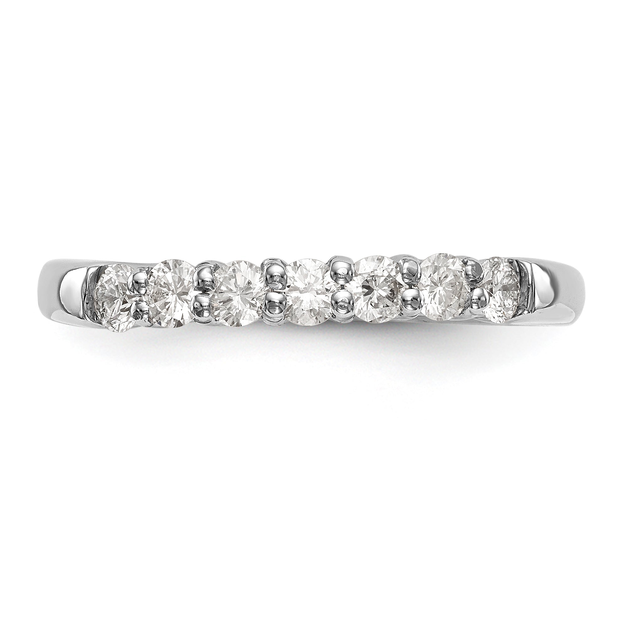 0.45ct. CZ Solid Real 14K White Gold 7-Stone Wedding Band Ring