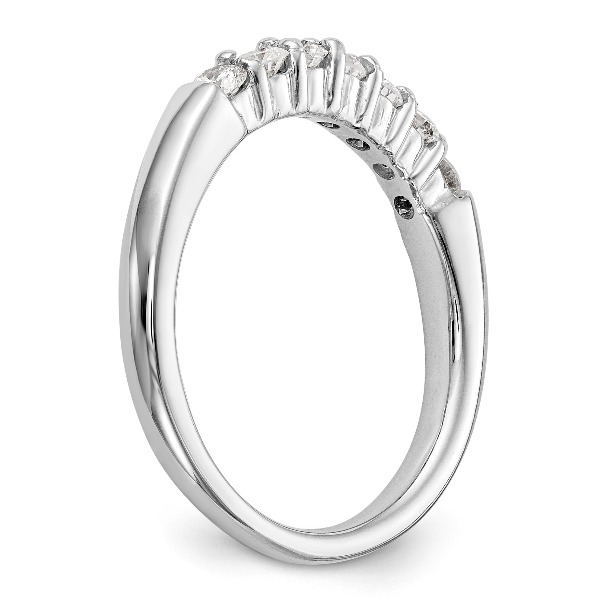 0.45ct. CZ Solid Real 14K White Gold 7-Stone Wedding Band Ring