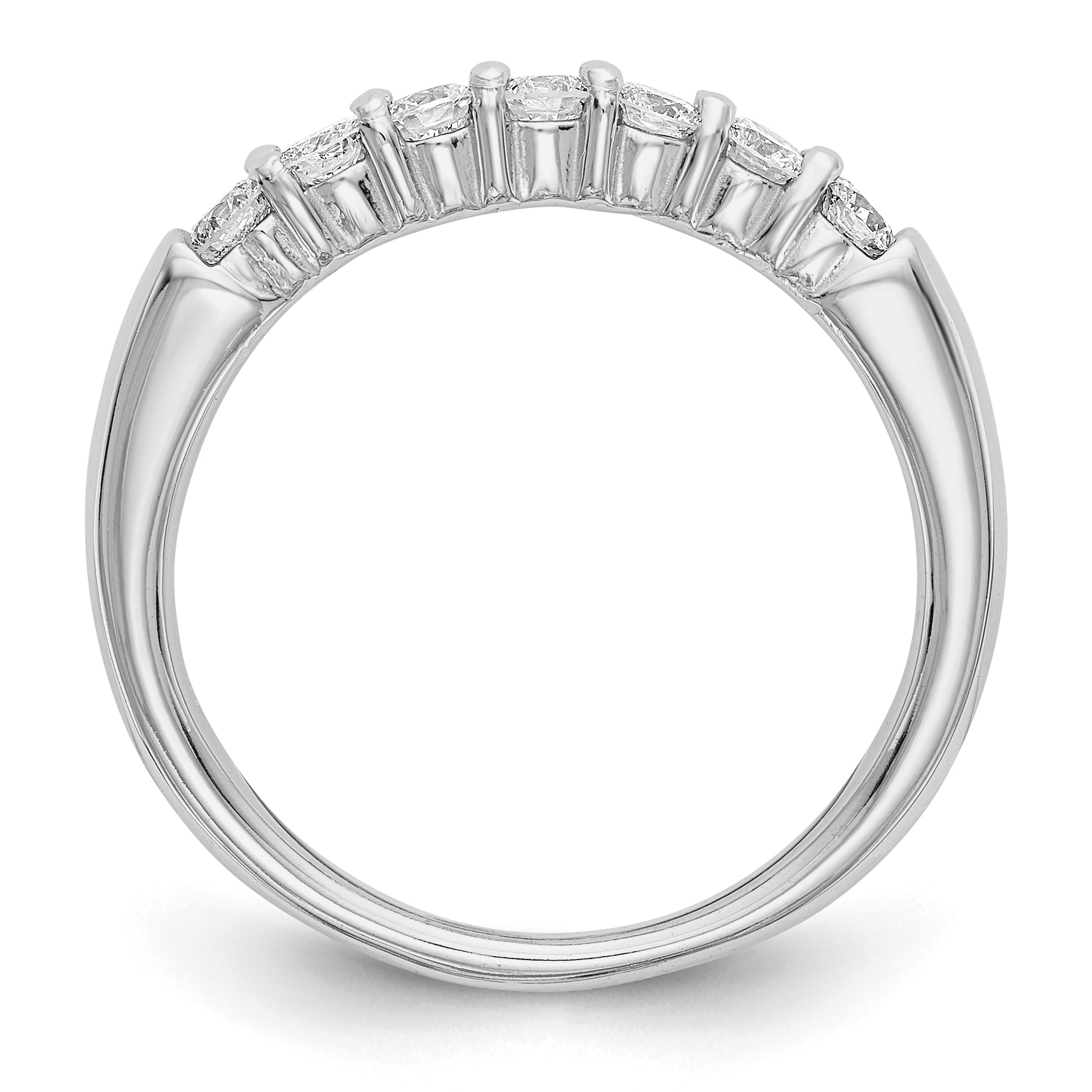 0.80ct. CZ Solid Real 14K White Gold 7-Stone Wedding Band Ring