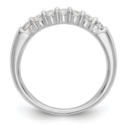 0.80ct. CZ Solid Real 14K White Gold 7-Stone Wedding Band Ring