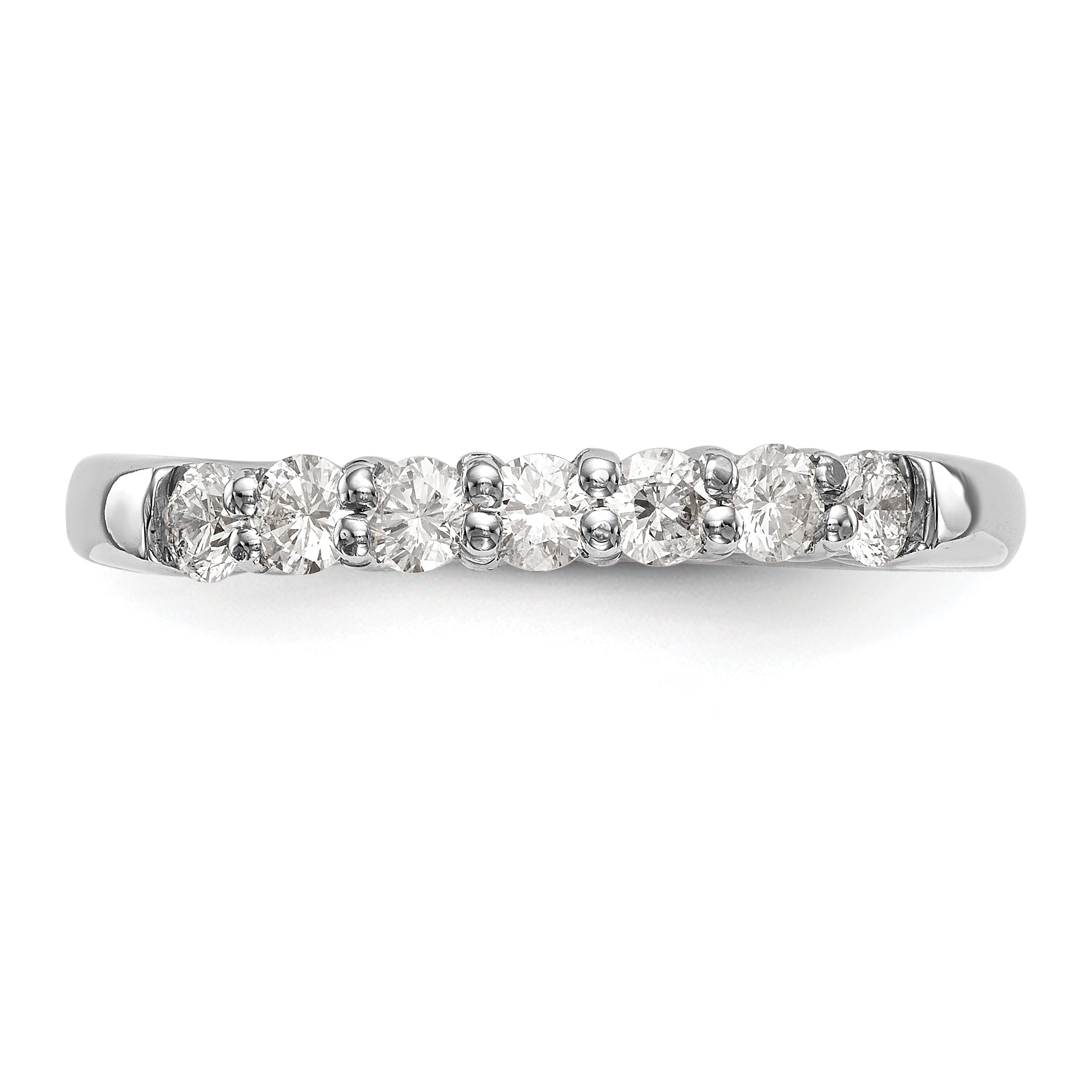 0.80ct. CZ Solid Real 14K White Gold 7-Stone Wedding Band Ring