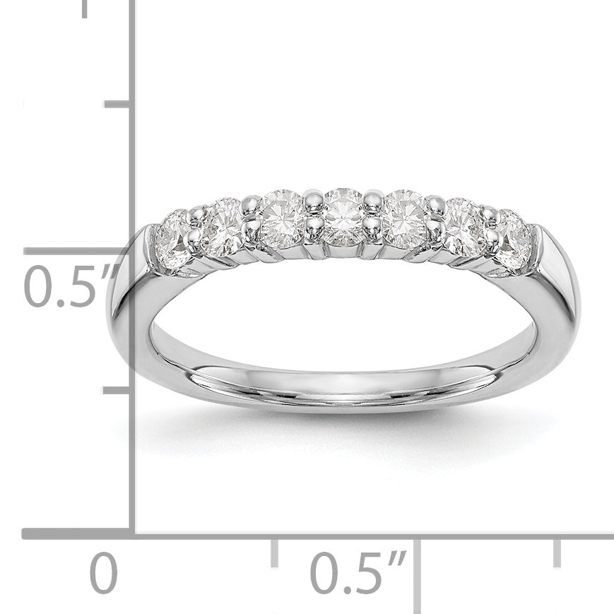 0.80ct. CZ Solid Real 14K White Gold 7-Stone Wedding Band Ring